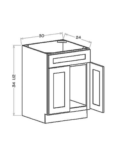 SU-SB30S: Ready-to-Finish Shaker 30″ Single Drawer Front Sink Base Cabinet