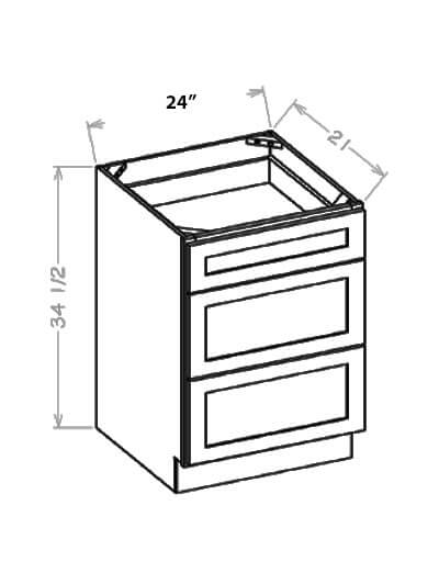 SU-3VDB24: Ready-to-Finish Shaker 24″ Vanity Drawer Base