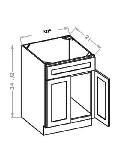 SU-VS30S: Ready-to-Finish Shaker 30″ Vanity Sink Base Double Door Single Drawer Front