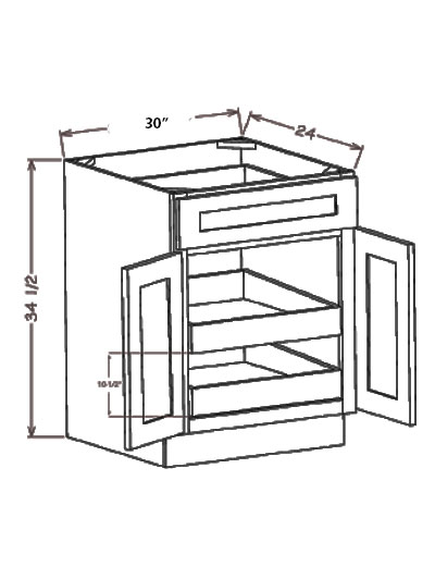 HE-B30S2RS: Haven Ember 30″ Double Door Single Drawer Two Rollout Shelf Base Kit