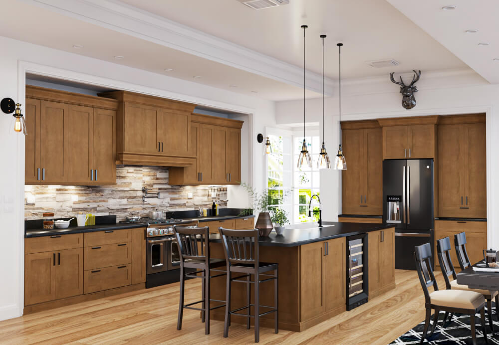 Natural Brown Shaker Kitchen Cabinets | Kitchen Design Inspiration | Cabinetselect.com