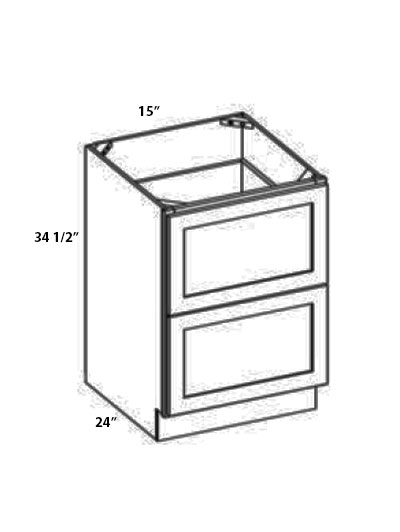 PD-2DB15: Petit Blue Shaker 15″ 2 Drawer Base Cabinet