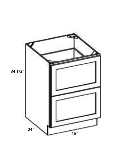 AH-2DB18: Homestead Oak Shaker 18″ 2 Drawer Base Cabinet