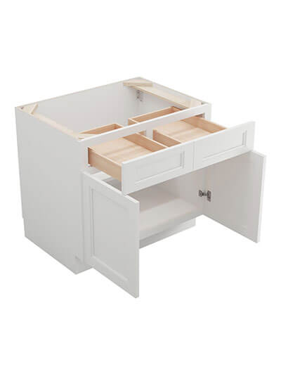 TW-B33B: Uptown White 33″ 2 Drawer 2 Door Base Cabinet
