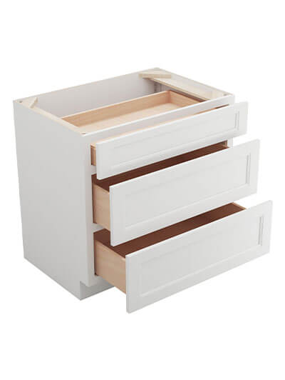 TW-DB36(3): Uptown White 36″ 3 Drawer Base Cabinet