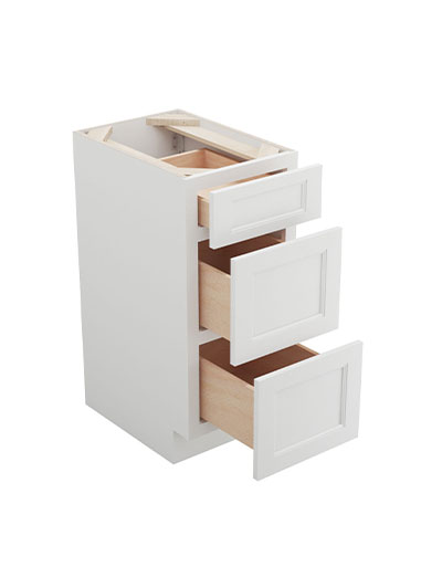 TW-SVB1221-34-1/2″: Uptown White 12″ Three Drawer Base vanity