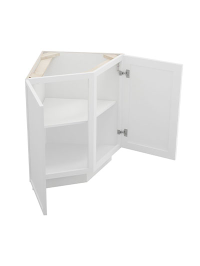 PW-AB24 (Base): Petit White Shaker 24″ Angle Base End Cabinet