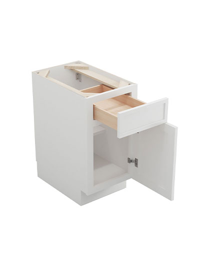 PW-B15: Petit White Shaker 15″ 1 Drawer 1 Door Base Cabinet