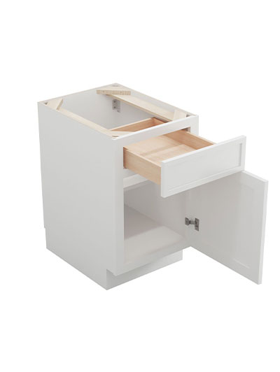PW-B18: Petit White Shaker 18″ 1 Drawer 1 Door Base Cabinet