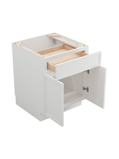 PW-B24B: Petit White Shaker 24″ 1 Drawer 2 Door Base Cabinet