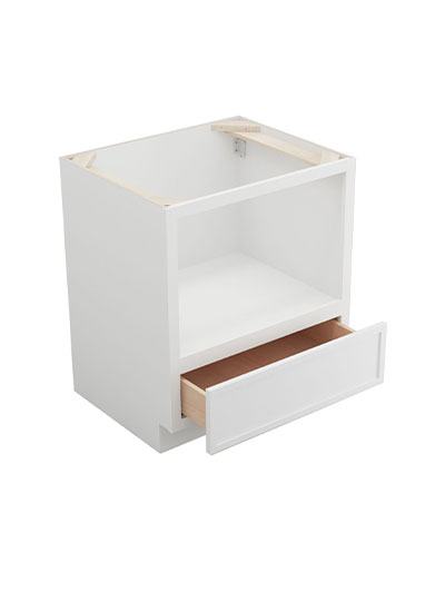 PW-B30MW (30″ W): Petit White Shaker 30″ Microwave Base Cabinet