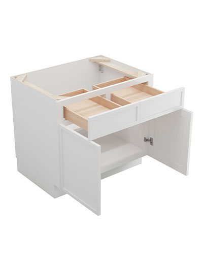 PW-B33B: Petit White Shaker 33″ 2 Drawer 2 Door Base Cabinet