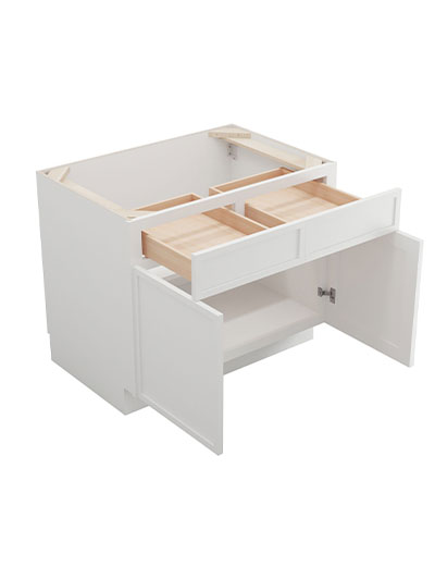 PW-B36B: Petit White Shaker 36″ 2 Drawer 2 Door Base Cabinet