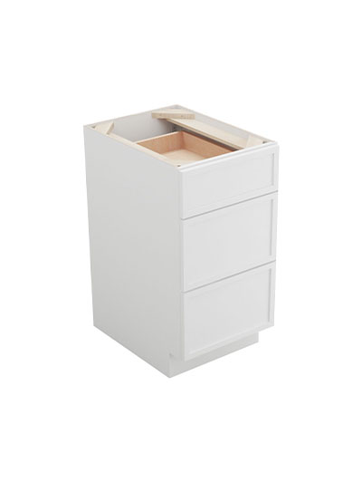 Petit White Shaker Db18 Three Drawer Base Cabinet Closed