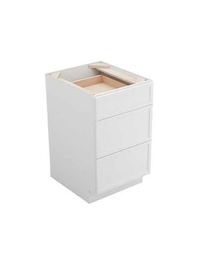 Petit White Shaker Db21 Three Drawer Base Cabinet Closed
