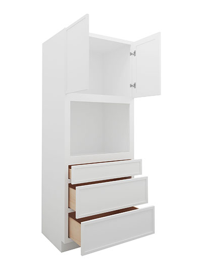 PW-OC3390B: Petit White Shaker 33″ 3 Drawer 2 Door Oven Cabinet