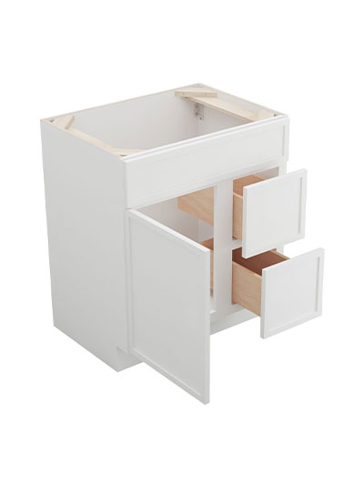 PW-S3021DR-34-1/2″: Petit White Shaker 30″ Right drawers (2) Vanity