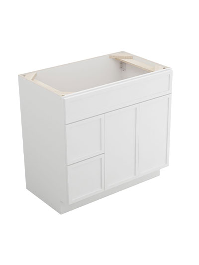 Petit White Shaker S3621bdl Left Drawer Vanity Closed