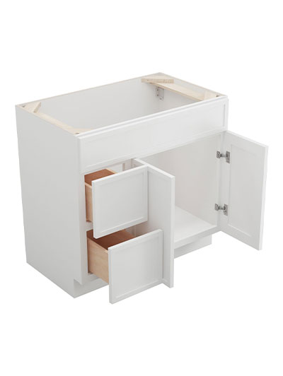 PW-S3621BDL-34-1/2″: Petit White Shaker 36″ Left drawers (2) Vanity