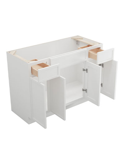 PW-S4821B12D-34-1/2″: Petit White Shaker 48″ Drawers (2) Vanity