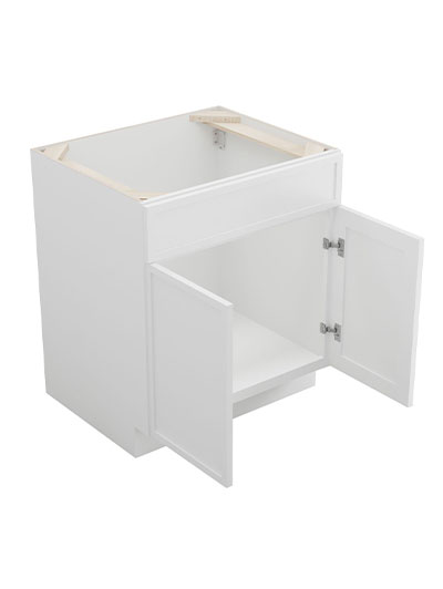 PW-SB30B: Petit White Shaker 30″ 2 Door Sink Base Cabinet