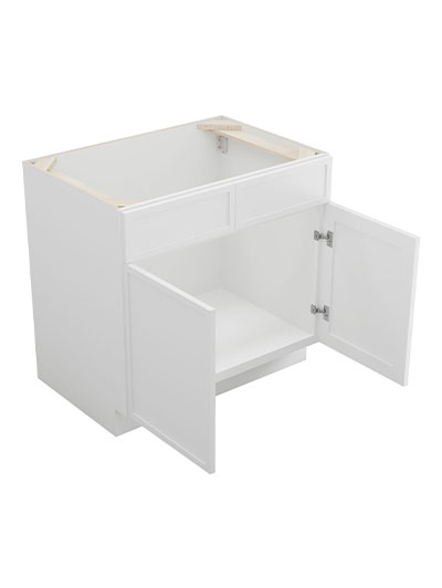 PW-SB36B: Petit White Shaker 36″ 2 Door Sink Base Cabinet