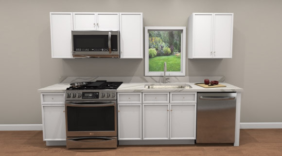 10ft Run Petit White Shaker Kitchen Cabinet | CabinetSelect.com