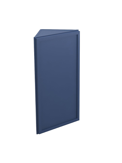 Petit Blue Shaker Aw30 Angled Wall End Cabinet Closed