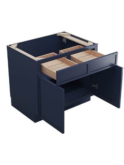 PD-B33B: Petit Blue Shaker 33″ 2 Drawer 2 Door Base Cabinet