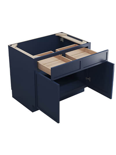 PD-B36B: Petit Blue Shaker 36″ 2 Drawer 2 Door Base Cabinet