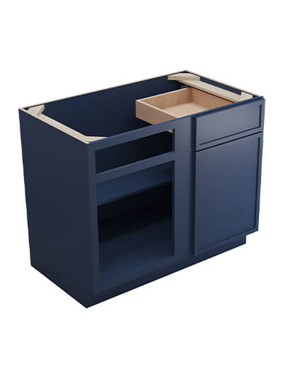 Petit Blue Shaker Bblc4245 Blind Corner Base Cabinet Closed
