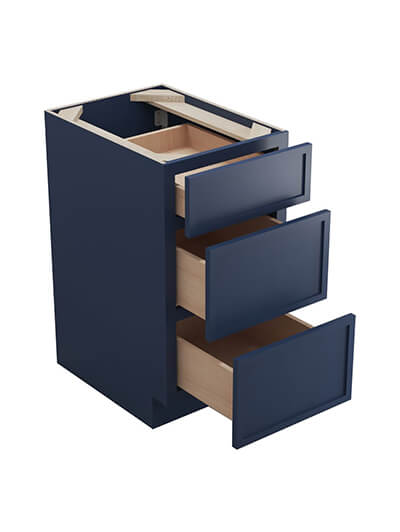 PD-DB15(3): Petit Blue Shaker 15″ 3 Drawer Base Cabinet
