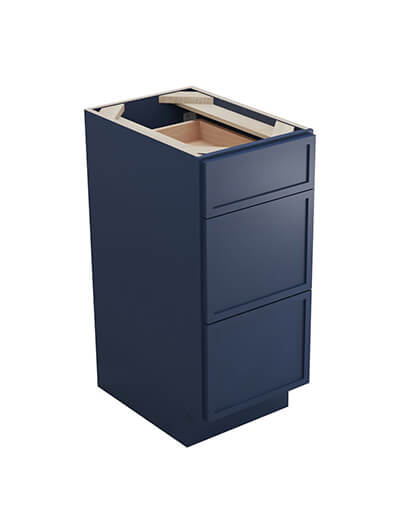 Petit Blue Shaker Svb1521 Three Drawer Base Cabinet Closed