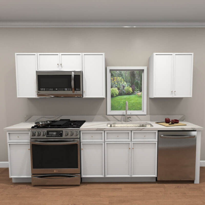 Petit White Shaker 10 Ft Run Cabinets | CabinetSelect.com