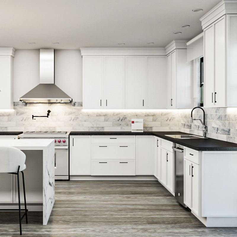 Petit White Shaker Cabinet Kitchen | CabinetSelect.com