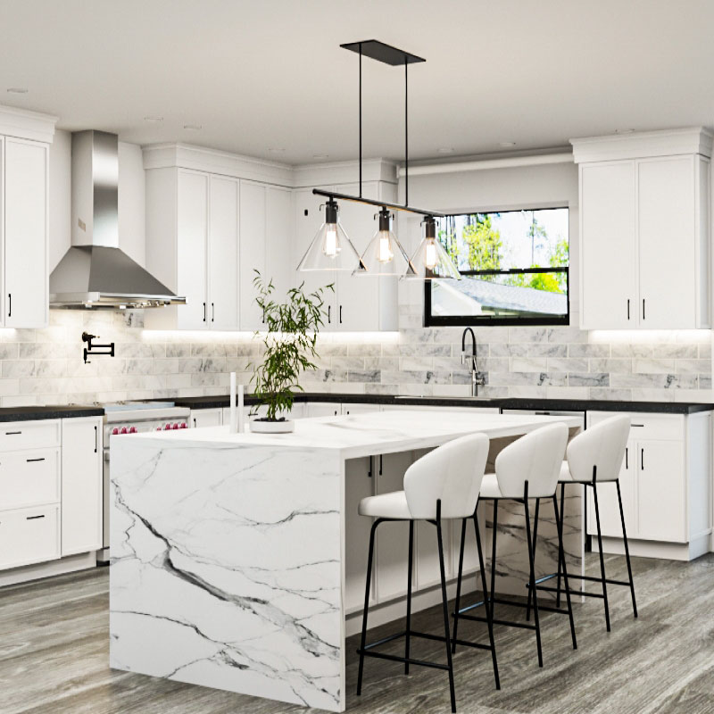 Petit White Shaker Cabinets Kitchen | CabinetSelect.com