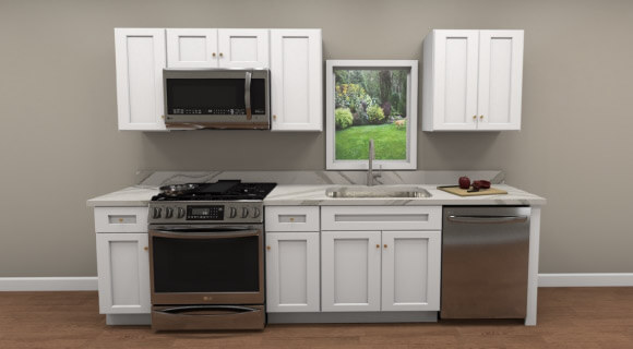10ft Run Ice White Shaker Kitchen Cabinet | CabinetSelect.com