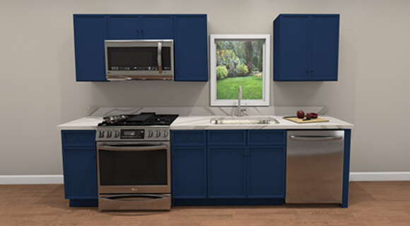 10ft Run Petit Blue Shaker Cabinet | CabinetSelect.com