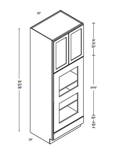 L03-OVD3396: Luxor Misty Grey 33″x 96″ Double Oven Cabinet