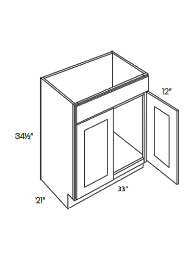 L03-V3321-34.5: Luxor Misty Grey 33″ Double Door Vanity Sink Base