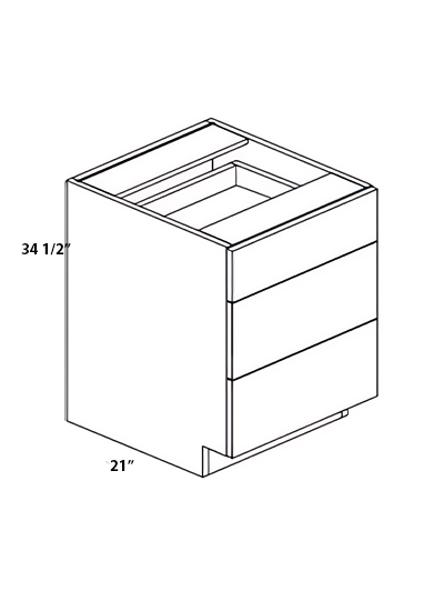 Euro Matte Grey 18″W X 341/2″H X 21″D Vanity Drawer Base
