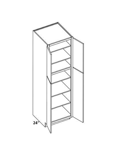 Euro Medium Oak 30″W X 84″H X 24″D Four Door Pantry Cabinet