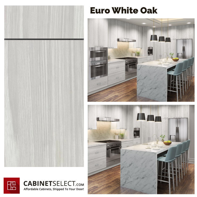 Euro White Oak Cabinets – 10ft Run
