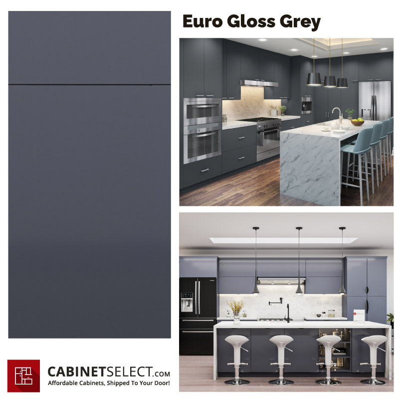 Euro Gloss Grey Cabinets – 10ft Run