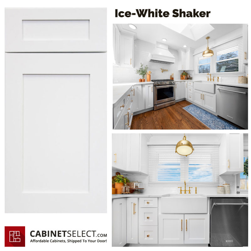 Ice White Shaker Kitchen Cabinet Line | CabinetSelect.com