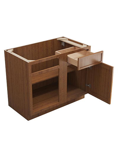 PR-BBLC42/45-39″ W: Petit Brown Shaker 42″ 1 Drawer 1 Door Blind Corner Base Cabinet