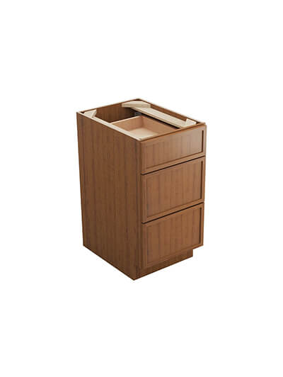 Petit Brown Shaker Db18 Three Drawer Base Cabinet Closed