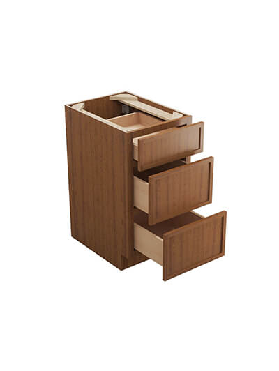 PR-DB18(3): Petit Brown Shaker 18″ 3 Drawer Base Cabinet