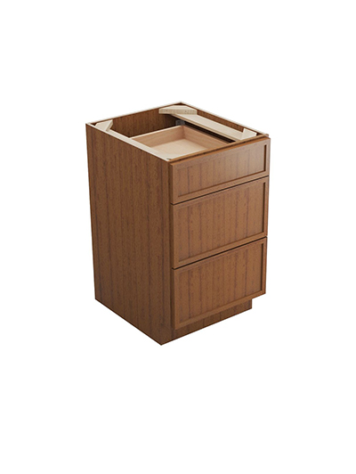 Petit Brown Shaker Db21 Three Drawer Base Cabinet Closed