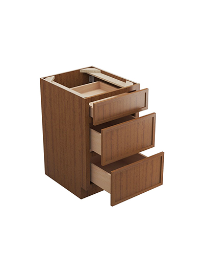 PR-DB24(3): Petit Brown Shaker 24″ 3 Drawer Base Cabinet